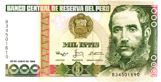 Peru 1000 Intis 1988, P136b, UNC
