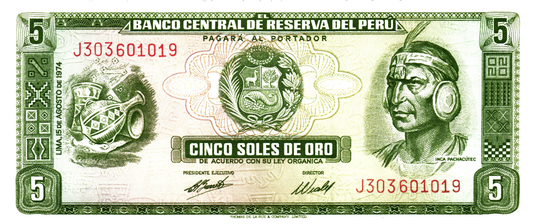 Peru 5 Soles de Oro, P99c, UNC