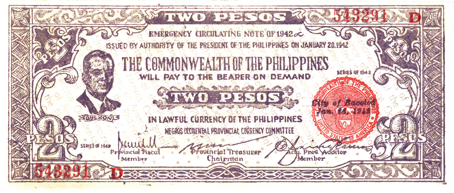 Philippines Negros 2 Pesos 1942, PS647B, UNC