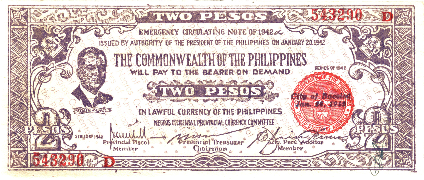 Philippines Negros 2 Pesos 1942, PS647B, UNC