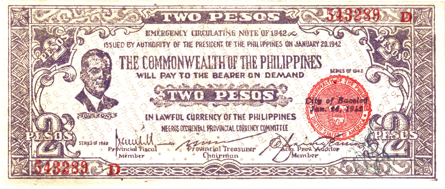 Philippines Negros 2 Pesos 1942, PS647B, UNC