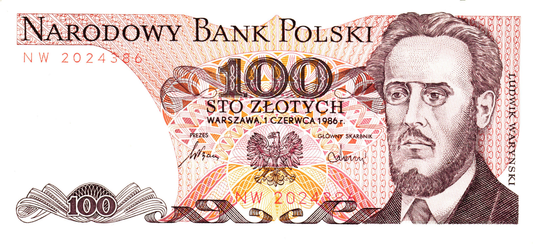 Poland 100 Zlotych 1986, P143e.1, UNC