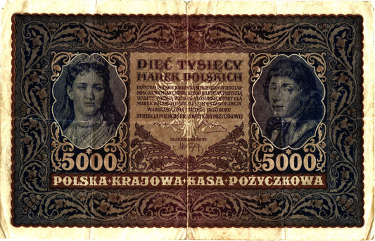 Poland 5000 Mark 1920, P31.2 Serie III, F/VF