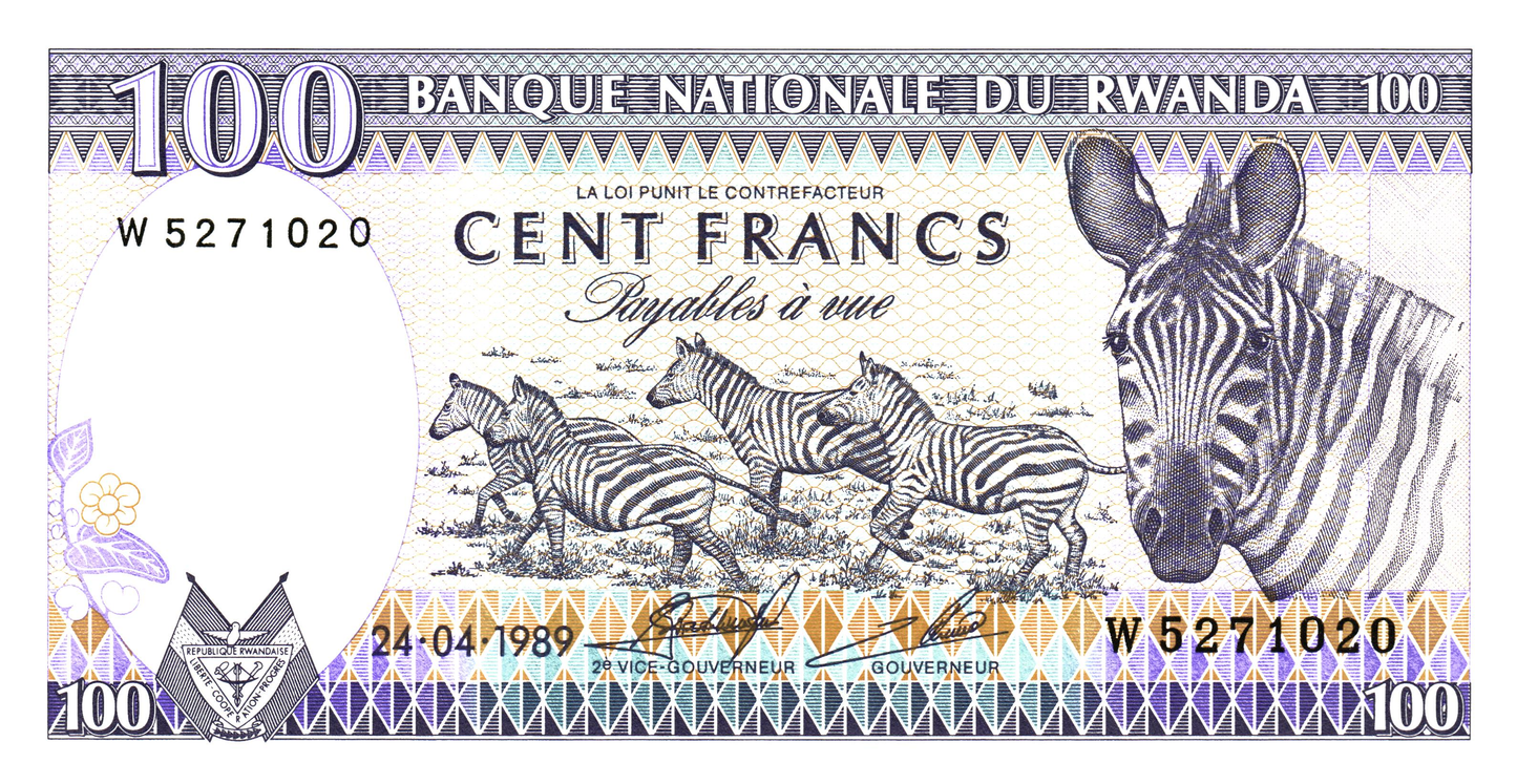 Rwanda 100 Francs 1989, P19, UNC