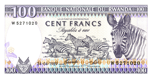 Rwanda 100 Francs 1989, P19, UNC
