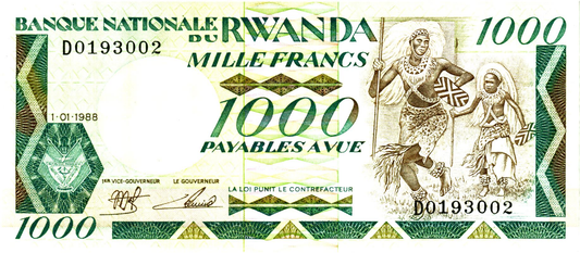 Rwanda 1000 Francs 1988, P21a, UNC