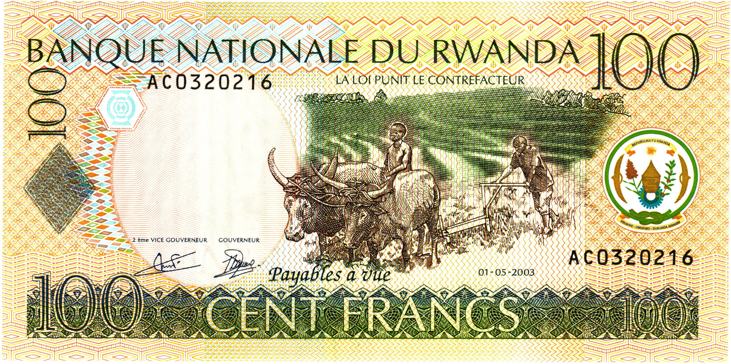 Rwanda 100 Francs 2003, P29a, UNC