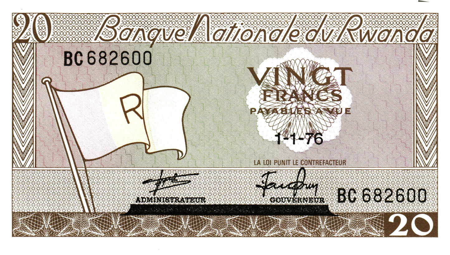 Rwanda 20 Francs 1976, P6e, UNC