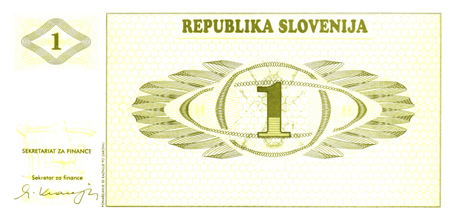 Slovenia 1 Tolar 1990, P1, AU-