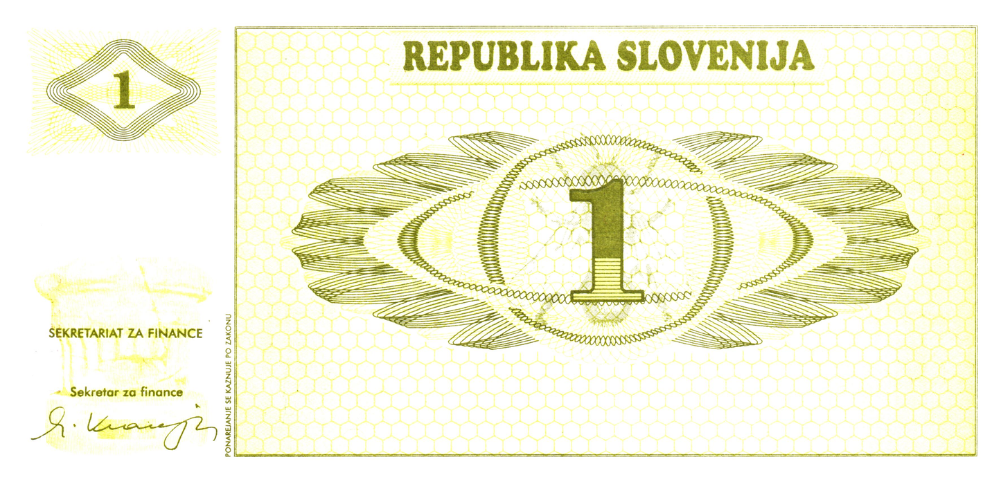 Slovenia 1 Tolar 1990, P1, AU-