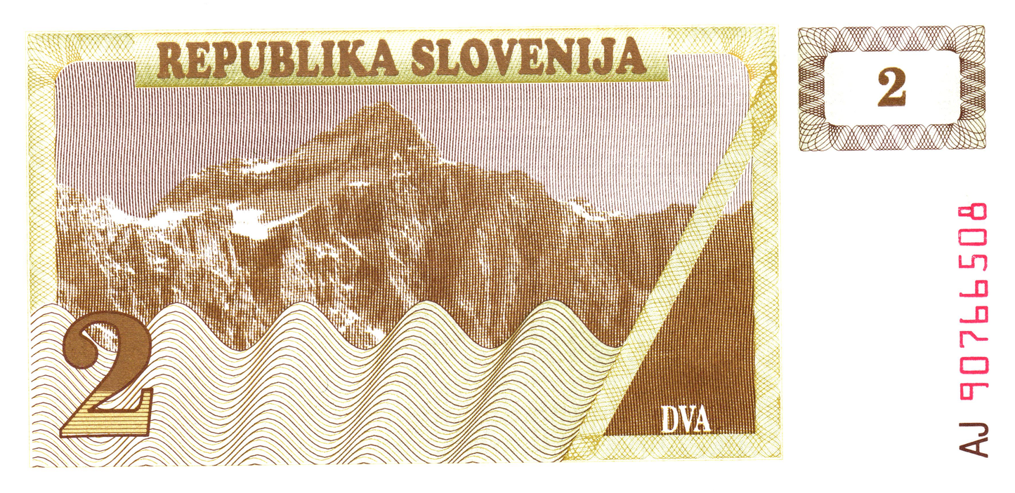 Slovenia 2 Tolarjev 1990, P2, AU