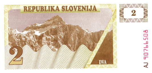 Slovenia 2 Tolarjev 1990, P2, AU