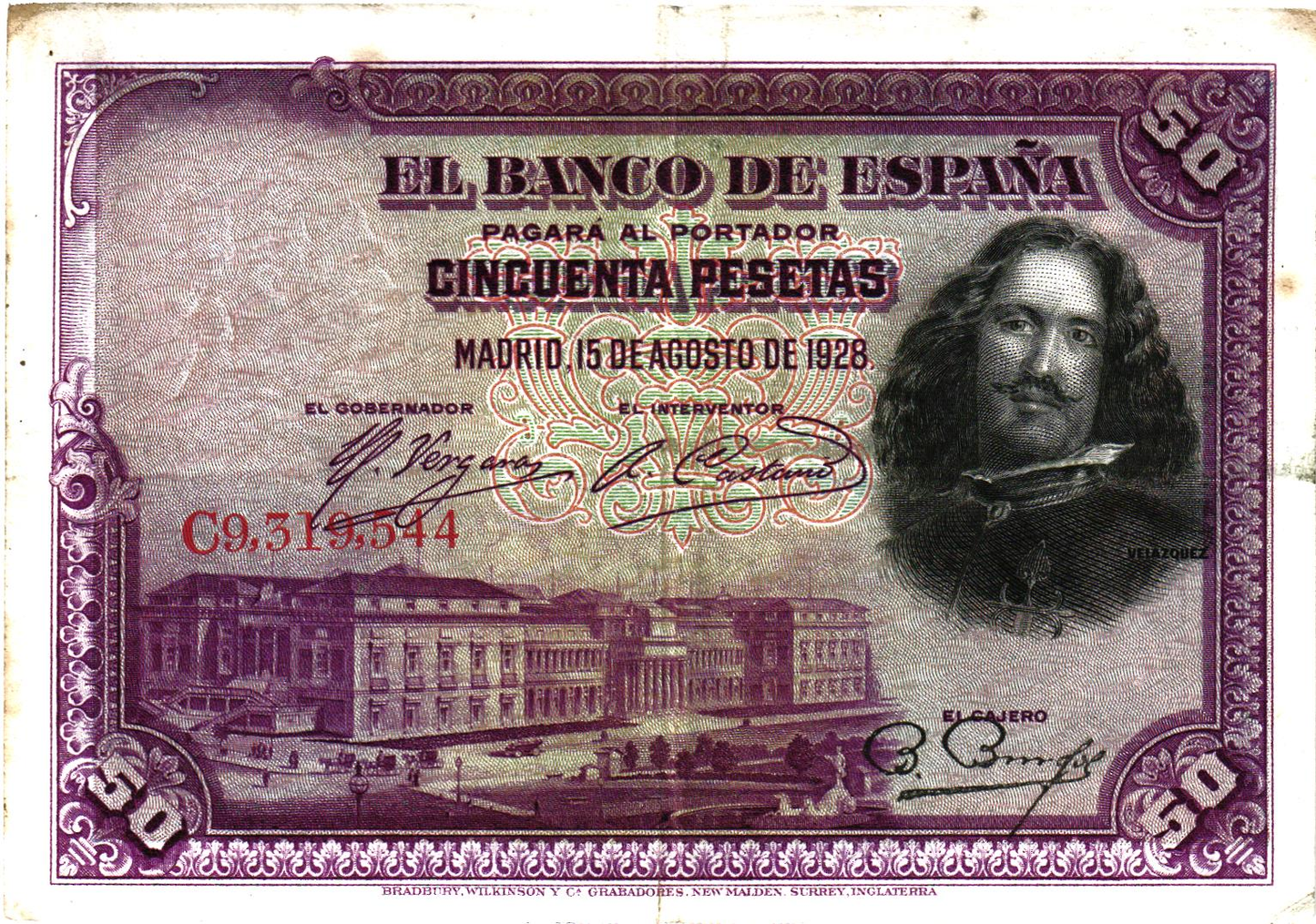 Spain 50 Pesetas 1928, P75b, VF