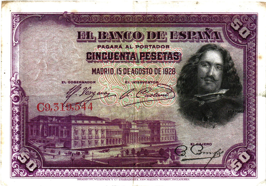 Spain 50 Pesetas 1928, P75b, VF