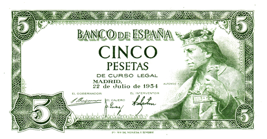 Spain 5 Pesetas 1954, P146a, UNC
