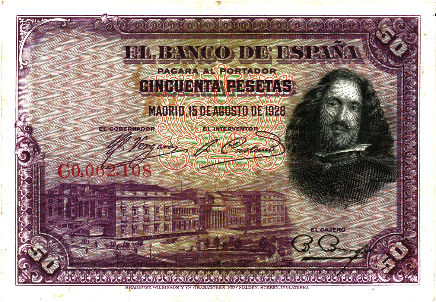 Spain 50 Pesetas 1928, P75b, VF