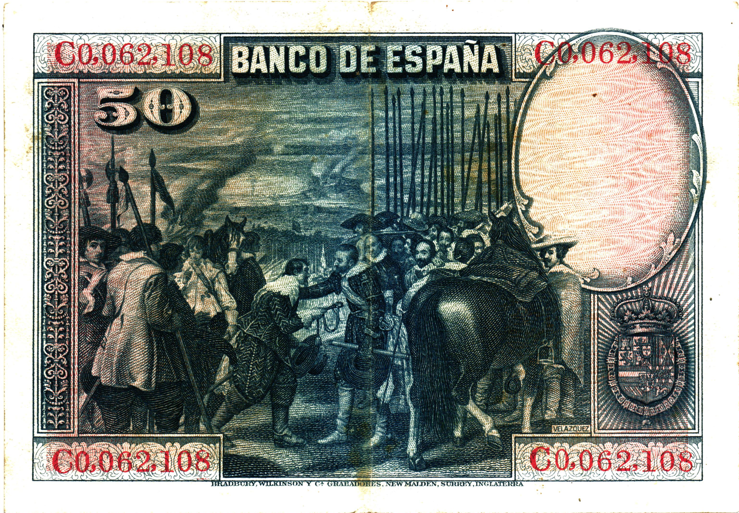 Spain 50 Pesetas 1928, P75b, VF