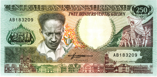 Surinam 250 Gulden 1988, P134, UNC