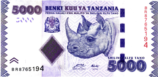 Tanzania 5000 Shilingi 2010-2020, P43, UNC