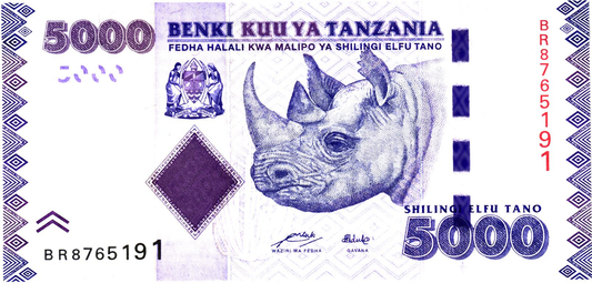 Tanzania 5000 Shillings ND (2010), P43a, UNC