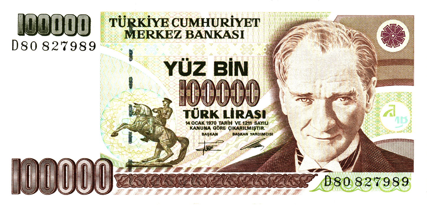 Turkey 100000 Lira 1970, P205, UNC
