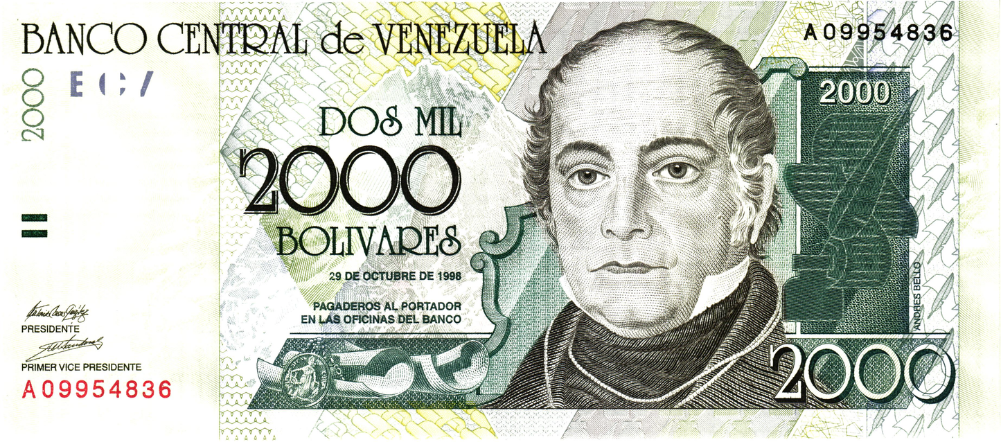 Venezuela 2000 Bolivares 1998, P80, UNC