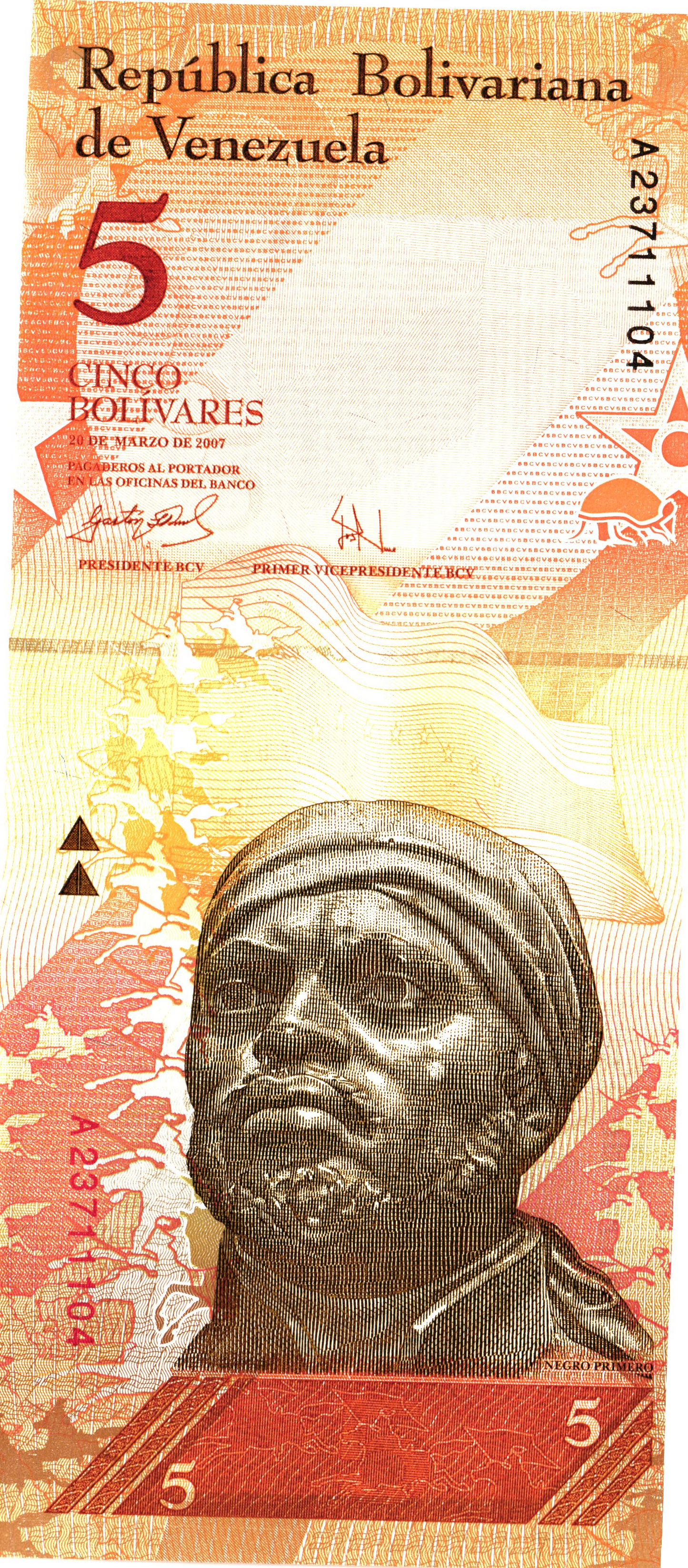 Venezuela 5 Bolivares 2007, P89a, UNC