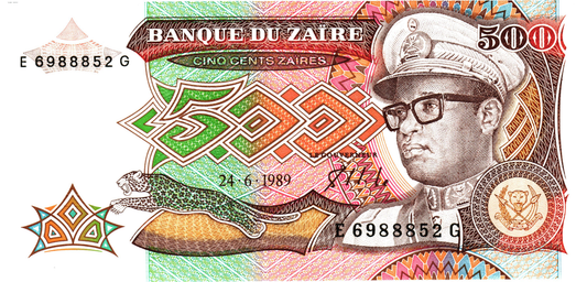 Zaire 500 Zaires 1989, P34a, UNC
