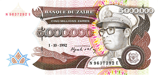 Zaire 5 Million Zaïres 1992, P46a, UNC