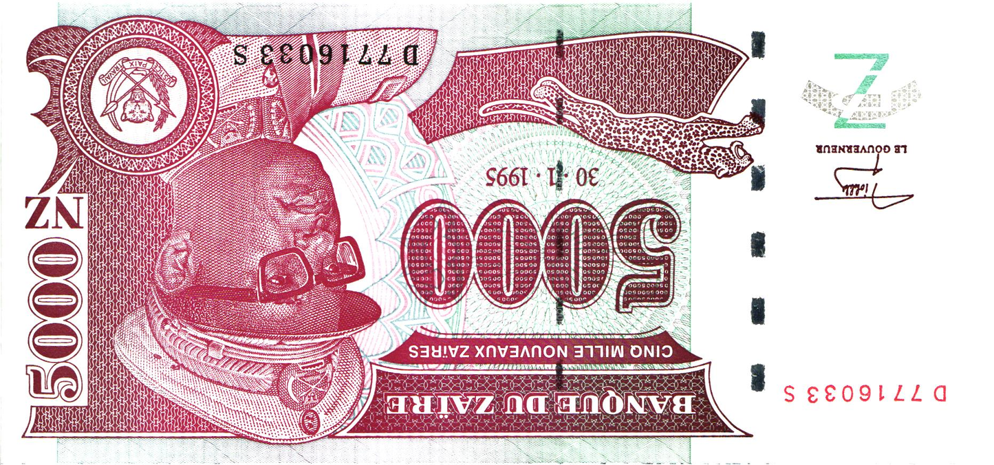 Zaire 5000 Noueaux Zaires 1995, P69, UNC