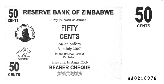 Zimbabwe 50 Cents 2006, P36, UNC