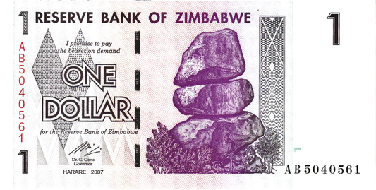 Zimbabwe 1 Dollar 2007, P65, UNC