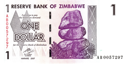 Zimbabwe 1 Dollar 2007, P65, UNC