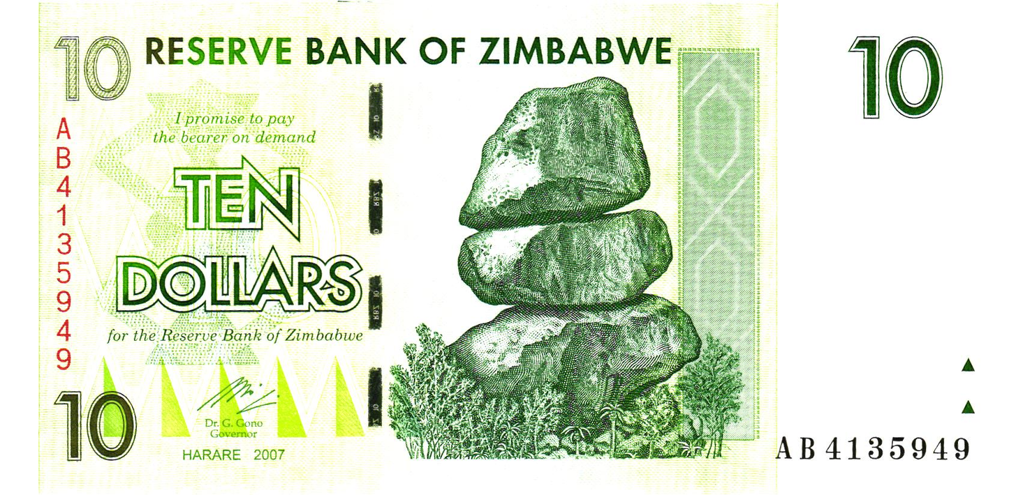 Zimbabwe 10 Dollars 2007, P67, UNC