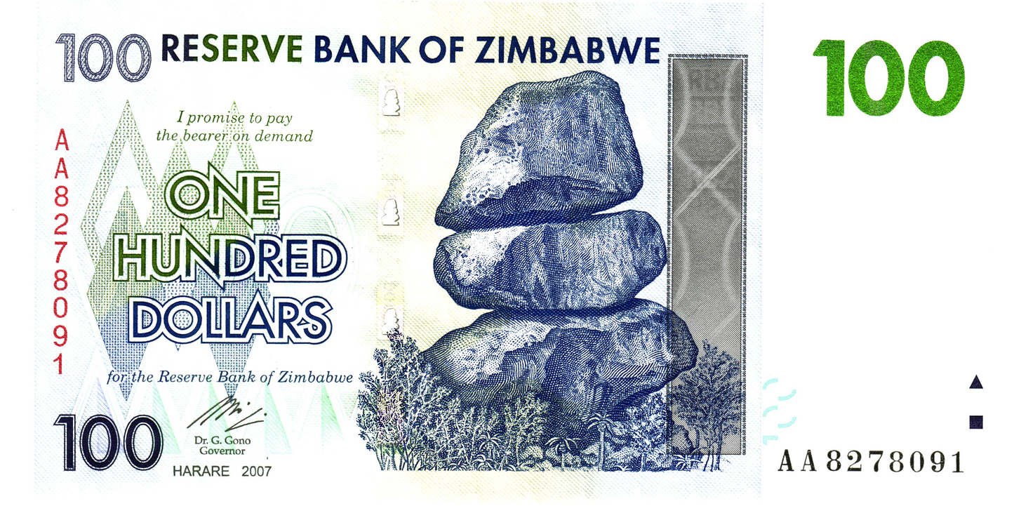 Zimbabwe 100 Dollars 2007, P69, UNC
