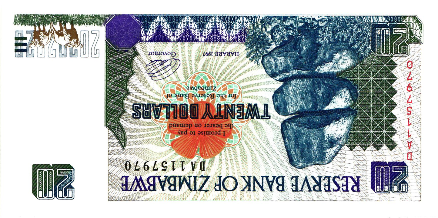 Zimbabwe 20 Dollars 1997, P7, UNC