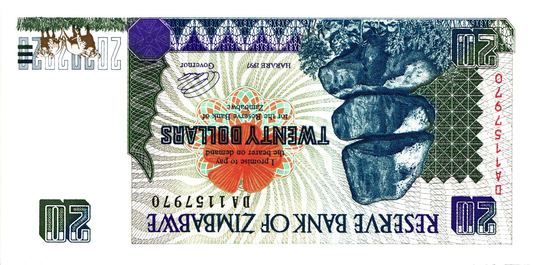 Zimbabwe 20 Dollars 1997, P7, UNC