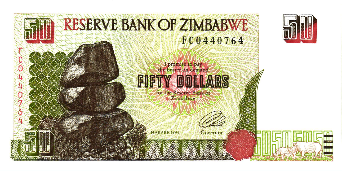 Zimbabwe 50 Dollars 1994, P8, UNC