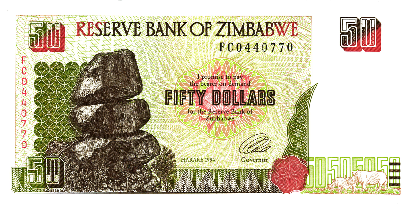 Zimbabwe 50 Dollars 1994, P8a, UNC
