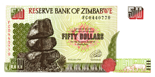 Zimbabwe 50 Dollars 1994, P8a, UNC