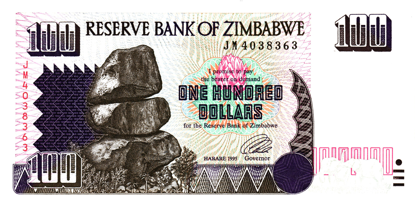 Zimbabwe 100 Dollars 1995, P9, UNC