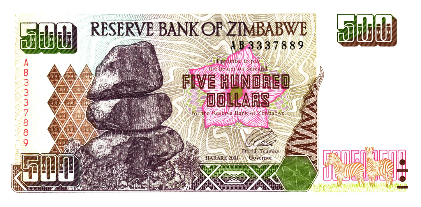 Zimbabwe 500 Dollars 2001, P11, UNC