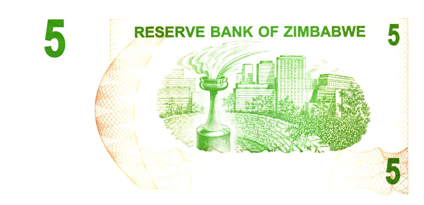 Zimbabwe 5 Dollars 2006, P38, UNC