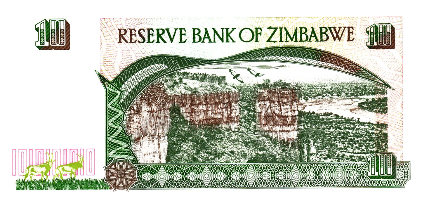 Zimbabwe 10 Dollars 1997, P6, UNC