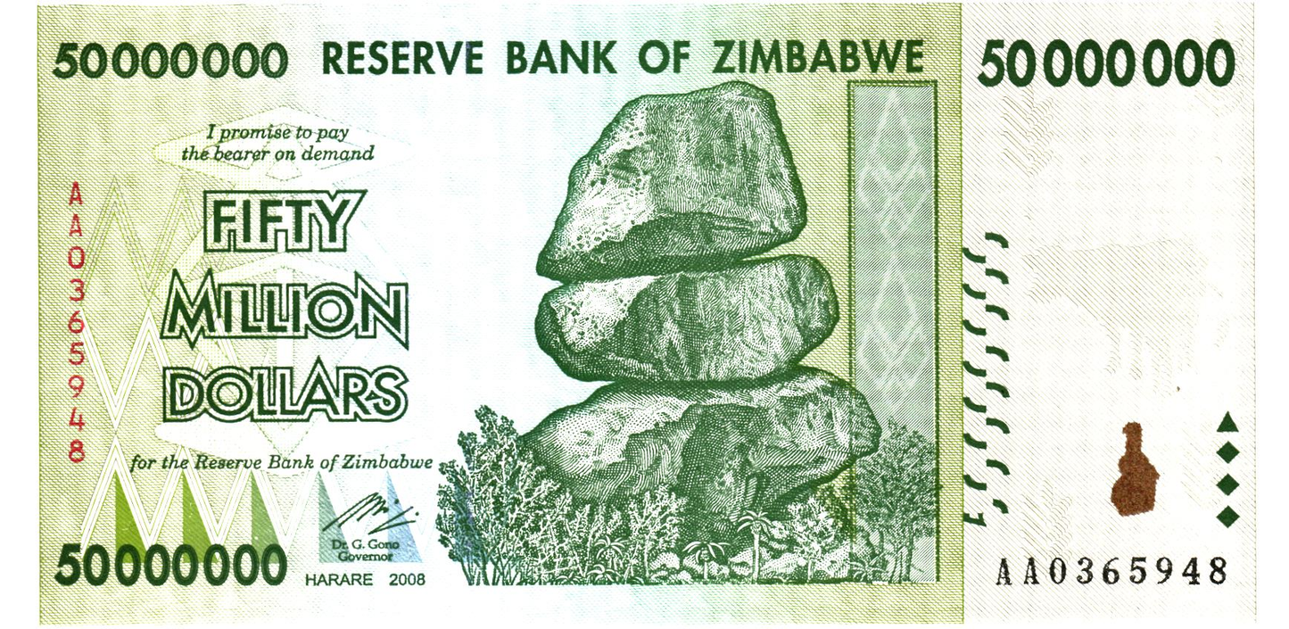 Zimbabwe 50 Million Dollars 2008, P79, UNC : 2 pieces