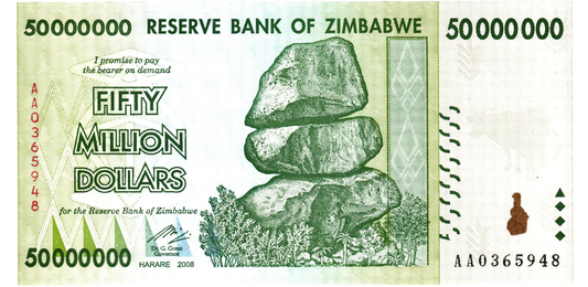 Zimbabwe 50 Million Dollars 2008, P79, UNC : 2 pieces