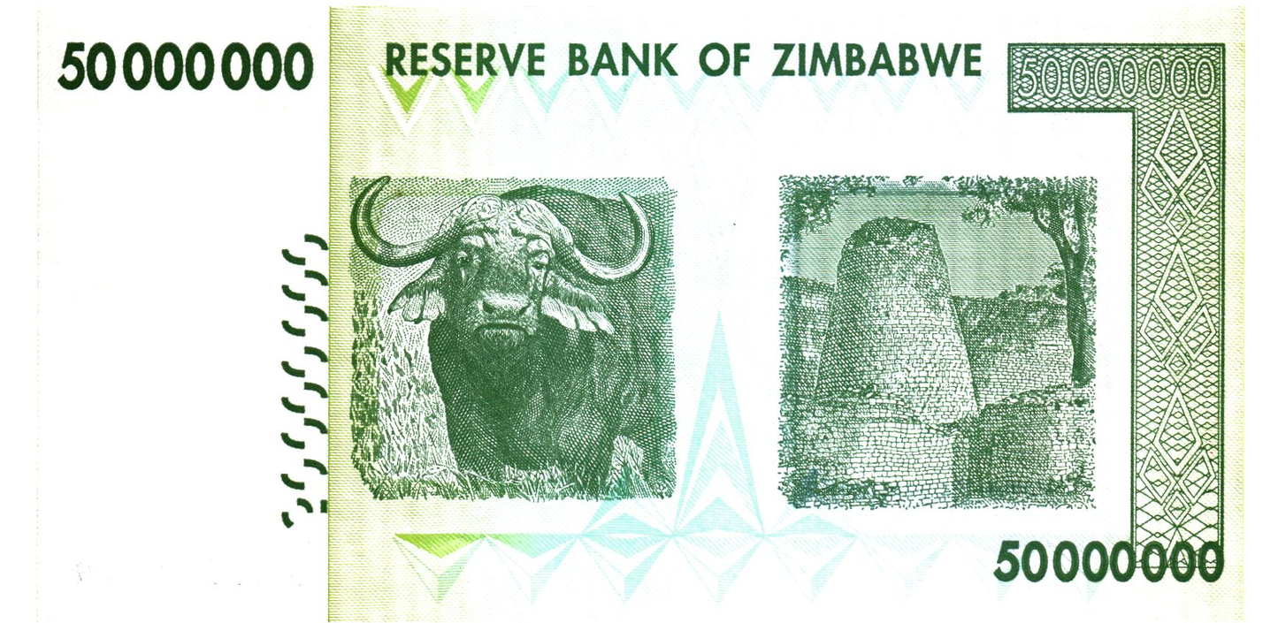 Zimbabwe 50 Million Dollars 2008, P79, UNC : 2 pieces